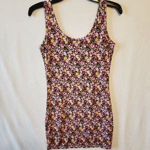 Floral Scoop Neck Tank Bodycon Mini Dress